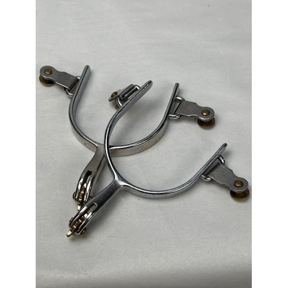 Western Stainless Steel Spurs with Brass 10 Point Rowels Pair
